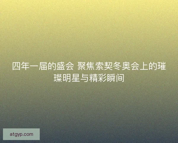 四年一届的盛会 聚焦索契冬奥会上的璀璨明星与精彩瞬间