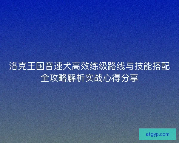 洛克王国音速犬高效练级路线与技能搭配全攻略解析实战心得分享
