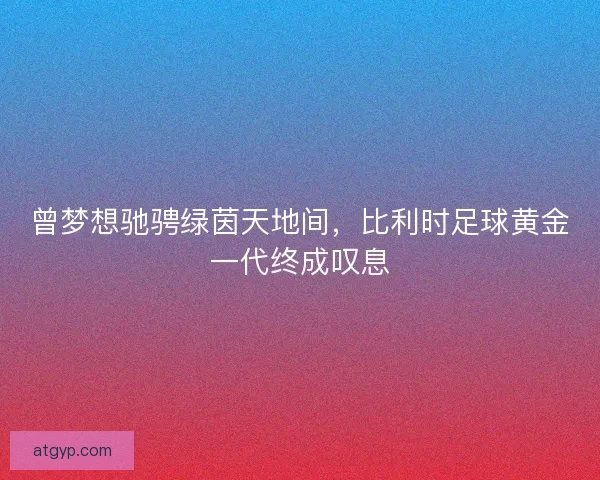 曾梦想驰骋绿茵天地间，比利时足球黄金一代终成叹息