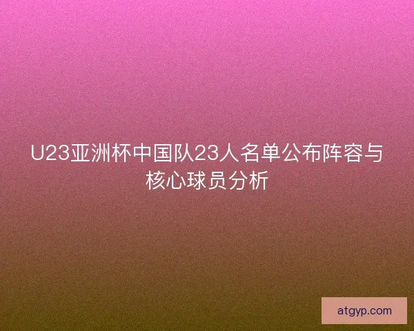 U23亚洲杯中国队23人名单公布阵容与核心球员分析